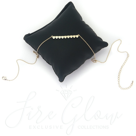 9 Hearts Gold Tone Bar Pendant Necklace - Picture 2 of 7